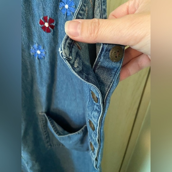 Carolina Blues Plus Denim Jumper Blue Maxi Floral Embroidered Dress 22 / 24 - Picture 3 of 10